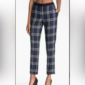 Juicy Couture Womens Wool Plaid Mid Rise Zip Up Straight Leg Pants Blue Size 4